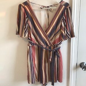 Francesca’s Striped Tie Waist Romper